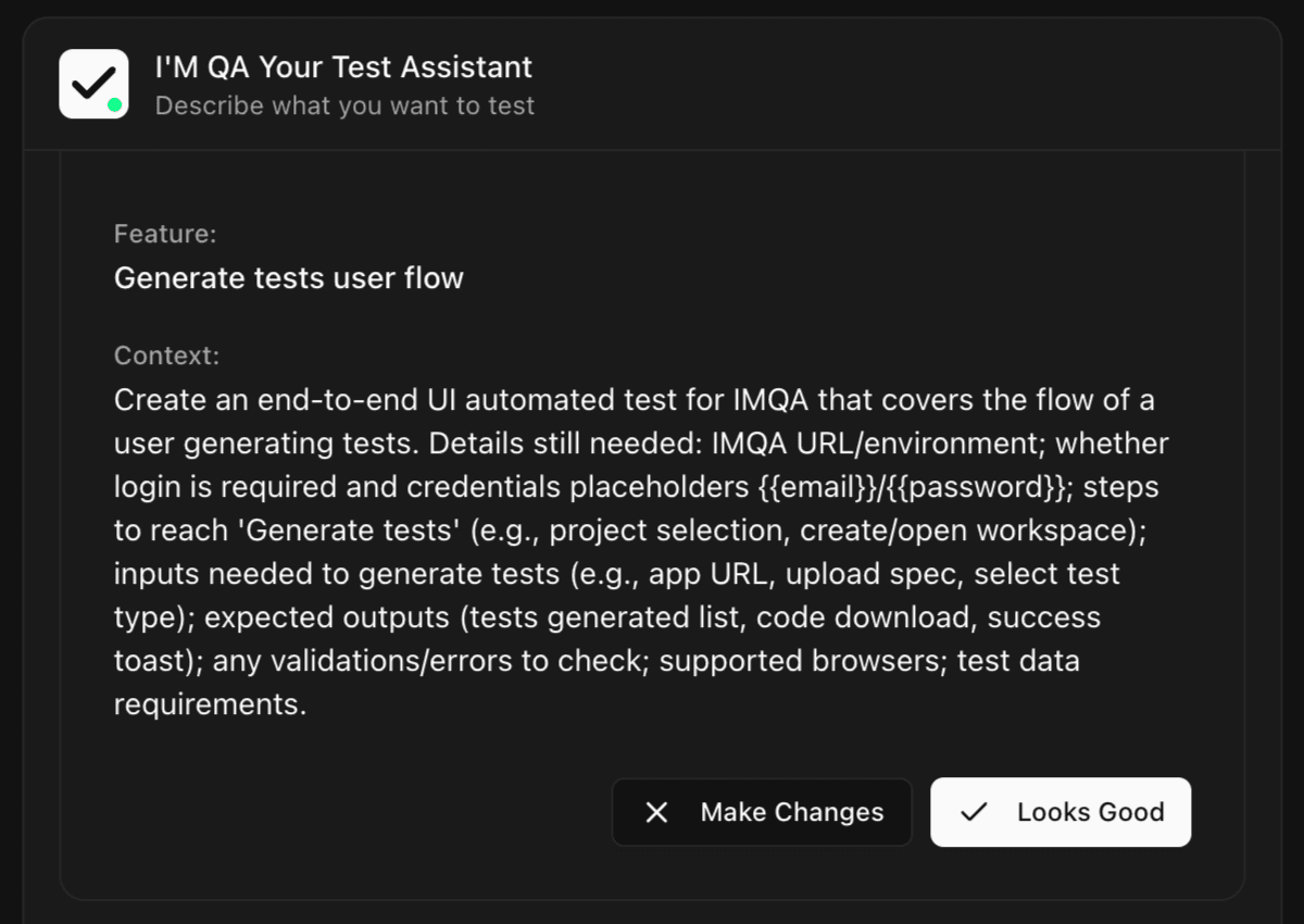 IMQA Create Tests